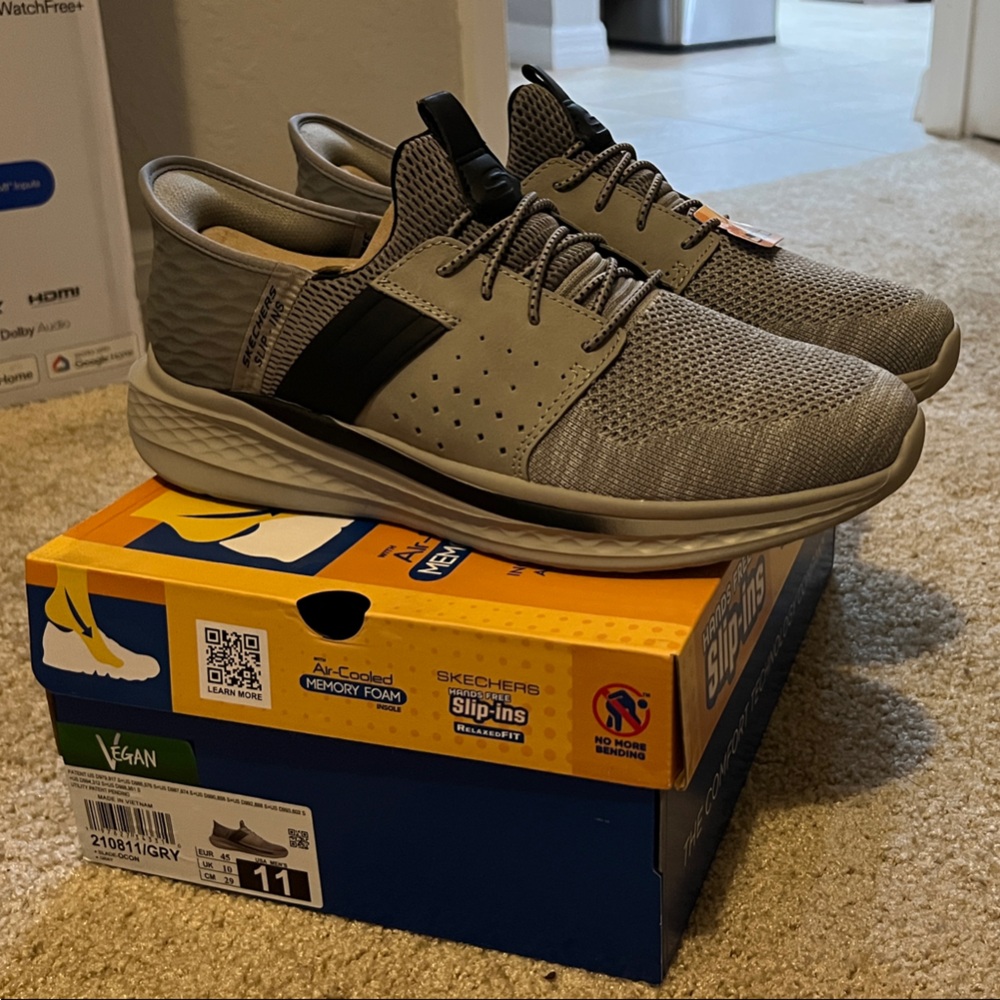 Skechers Gray Slip-On Men's Shoes